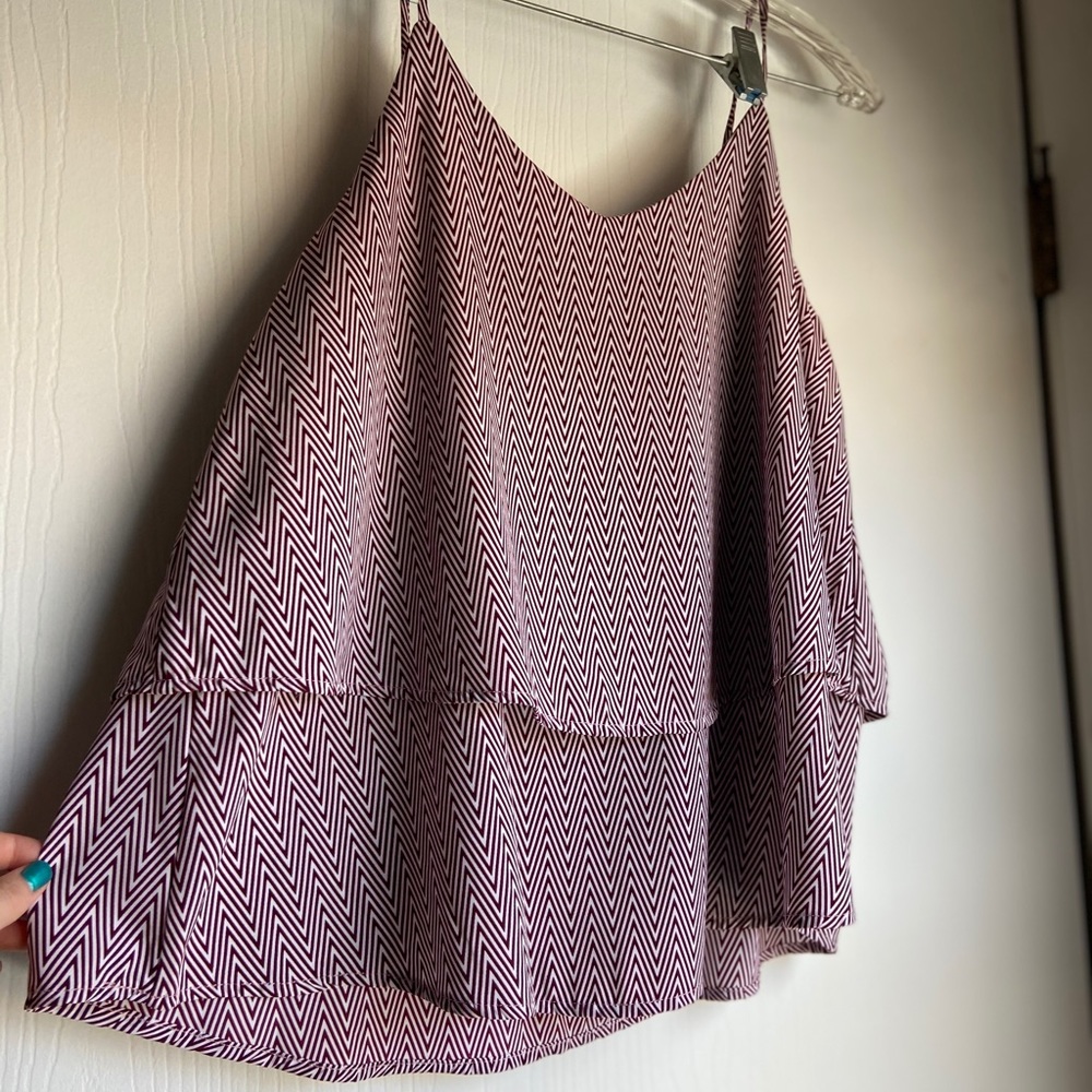 Purple and white zig zag tank top.